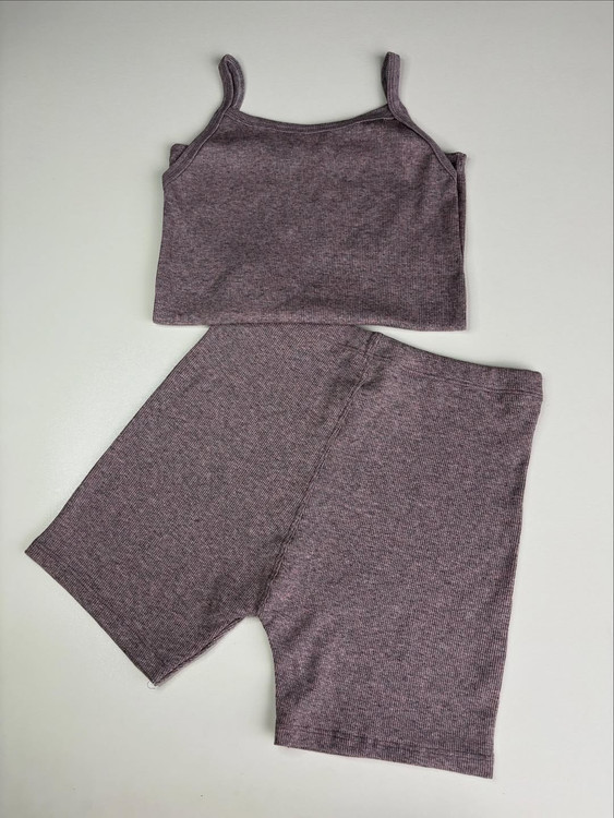 تاپ و شورتک کبریتی یقه خشت دخترانه