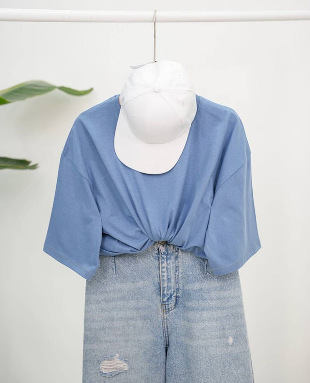 تیشرت باکسی ساده دخترانه جنس نخ پنبه