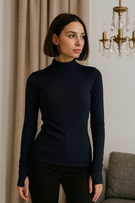 بلوز زنانه یقه ایستاده استین فینگر