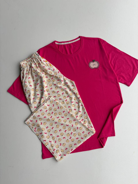 خرید ست تیشرت لانگ و شلوار بگ زنانه طرحدار