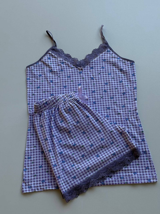 ست تاپ بندی و شورتک زنانه جنس سوپر پنبه