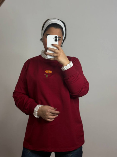 بلوز زنانه آستین بلند یقه گیپور