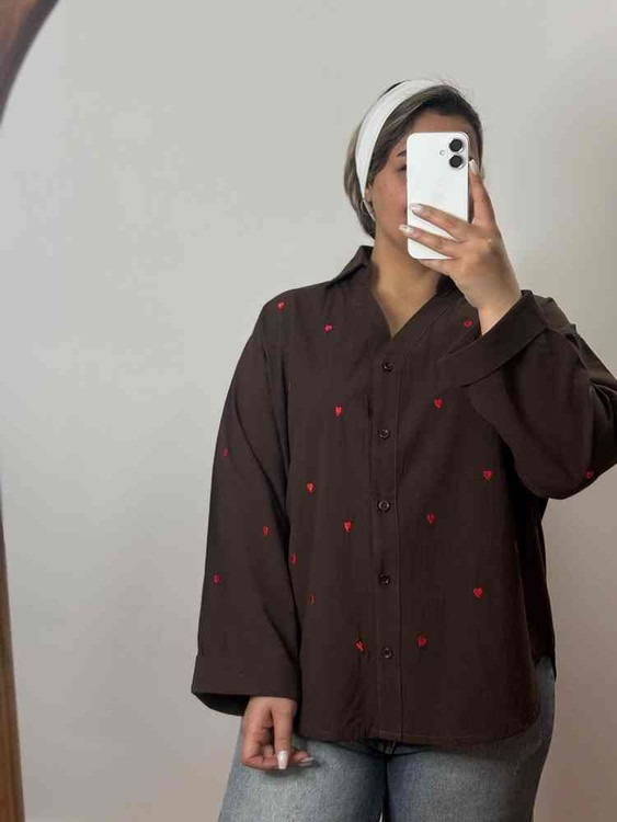 خرید مانتو عروسکی زنانه جنس لینن طرح قلب