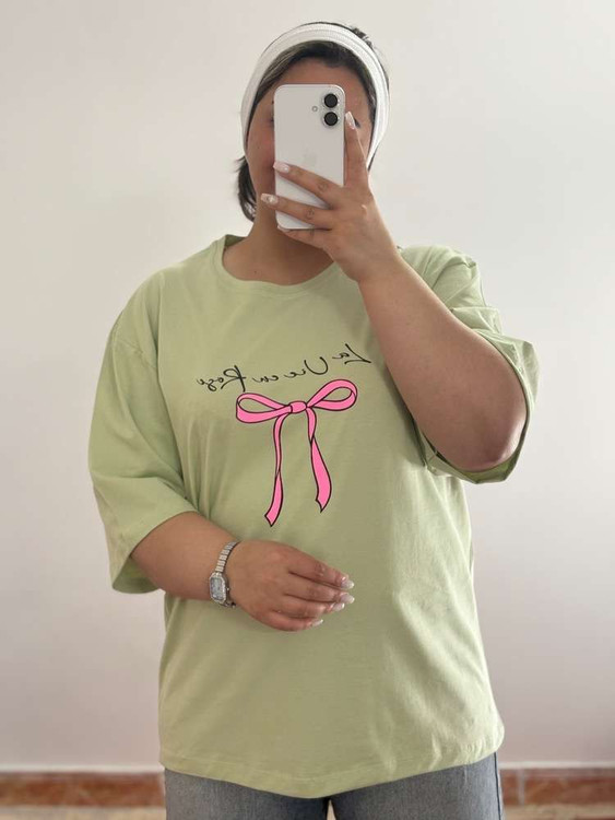 تیشرت لانگ زنانه مدل استین کوتاه جنس نخ پنبه