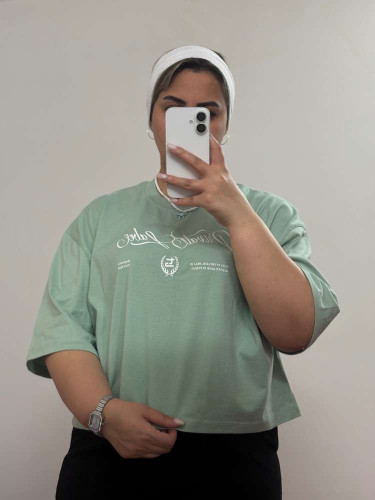 خرید انلاین تیشرت زنانه کراپ مدل استین کوتاه جنس نخ پنبه